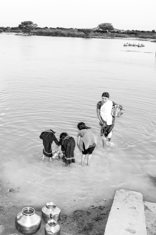 Varied drinking water sources in India - pond in use as a drinking water source in district Kutch, Gujarat